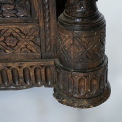 Antique Continental Carved Reliquary Cabinet & Carved Columns 18thC