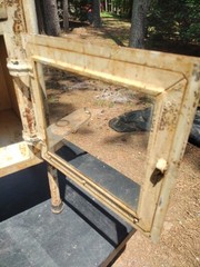 Antique Vintage Metal Glass Medical Dental Cabinet