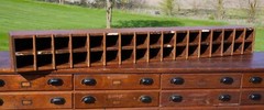 Vintage wood cubby apothecary cabinet mailbox parts bin storage organizer box