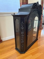 Antique Asian Chinese Oriental Curio Cabinet 4 Shelves Glass Door 33″H 30″W