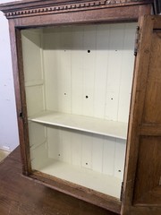 Antique victorian tiger oak hanging cupboard medicine cabinet raised panel