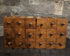 Antique 18 Drawer Hardwood Table Top Apothecary Cabinet ~ EXCELLENT COND ~