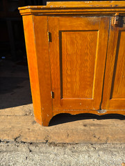 antique paint decorated corner cupboard 19th primitive Lancaster pa blind door