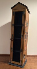 Vintage Rustic Wooden Cabinet Hand Painted with Chicken Wire Mesh Door 25.75″
