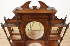 Art Nouveau Antique Carved Mahogany Etagere Display or Bar #51867