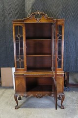 Antique Romweber English Chippendale Georgian Mahogany China Display Cabinet 78″