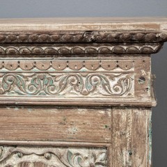 Antique Carved Teak 2 Door Cabinet From India