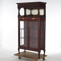 Antique Mahogany Two-Door & Two-Drawer Mirrored China Cabinet C1910