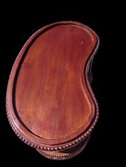 Vtg Bean Shaped Bar Liquor Curio Cabinet Table w Beveled Glass and Butler Tray