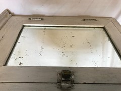 Antique VTG Shabby White 22×28 Wood Medicine Cabinet Mirror Chic VTG 1243-26B