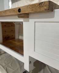 Reclaimed vintage wood bar cart/ island with cooler and wine rack. 