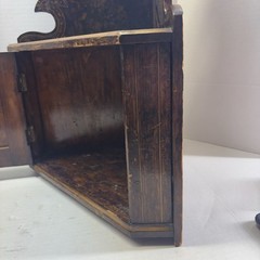 Antique Hand Stencil Corner Wall Cabinet Folk Art/Renaissance Revival 21” Tall