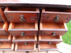 Korean Oriental Wood Brass Handcrafted Small 16 Drawer Medicine Chest Cabinet