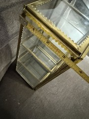 Vintage Hollywood Regency Brass And Glass Tabletop Curio 6 Compartment Display