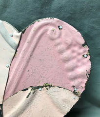 Decorative Salvage Pink Tin Ceiling 8″ Patchwork Metal VTG Heart Old 143-25B