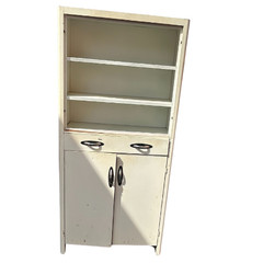 Vintage Metal Kitchen Cabinet Hutch 1940s 1950s White Enamel