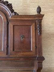 Early 19th Century Antique Wood Hutch Cabinet with Incredible Hand Carved Detail