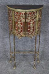 Oscar Bach Style Faux Tortoise Shell Bronze Demilune Cabinet Console & Chair