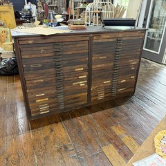 Antique Hamilton 50-Drawer Printer’s Cabinet w/ Original Wood & Metal Type Sets