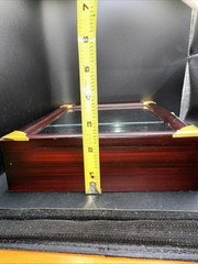 VTG Display Mirrored Wood Brass Glass Shelf Display Curio Knick Knack Cabinet