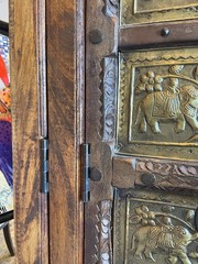 Antique Indian Brass Entry Door Pantry/Cabinet AS IS