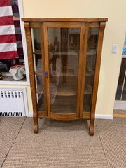 china cabinet antique, Bowed front door glass.