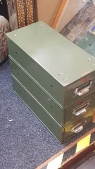 VINTAGE Pat. 646338 RUSTIC INDUSTRIAL Three DRAWER CABINET