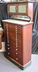 Antique Mahogany Dentist’s Cabinet American Cabinet Co 17 Drawers-4 Shelves 1900