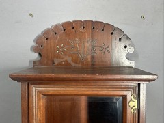 19thC Antique VICTORIAN Era EASTLAKE Old CARVED Flower WALNUT Wall CURIO CABINET