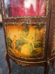 Vintage French Louis XVI Vitrine Curio Display Cabinet w Brass Ormolu