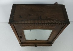 Antique Medicine Apothecary Pharmacy cabinet wall hanging beveled glass barn sty