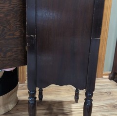 Antique Radio Wood Cabinet Brown Two Doors Knob Handles Single Shelf