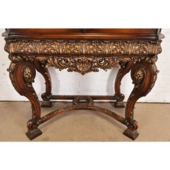 Berkey & Gay Style Antique Jacobean Hand Painted Bar Cabinet, Circa 1920s