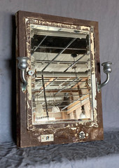 Vtg Mid Century Metal Recessed Medicine Cabinet Chrome Sconces Old Hotel 415-25B