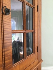 Tiger maple antique reproduction corner cupboard, custom made