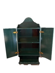 Vintage Primitive Wooden Spice Cabinet Cabby Wall-mount Decor Green