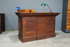 Antique Store Counter Kitchen Island oak watchmaker desk wood vintage apothecary