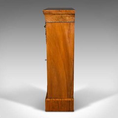 Antique Pier Cabinet, English Walnut, Glazed Bookcase, Display Cupboard, Regency