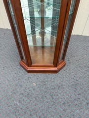 67909 American of Martinsville Corner Curio Cabinet w/ Glass Shelves + Lighting