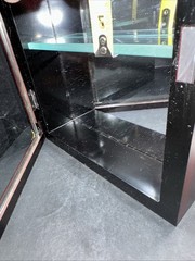VTG Display Mirrored Wood Brass Glass Shelf Display Curio Knick Knack Cabinet