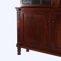 Oversized Antique Sheraton Flame Mahogany Step Back Cupboard c1830
