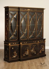 Karges Chinoiserie Decorated Breakfront China Display Cabinet