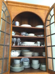 Tiger maple antique reproduction corner cupboard, custom made