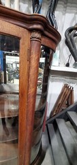 Antique Oak Victorian Bow Glass China Cabinet Curio