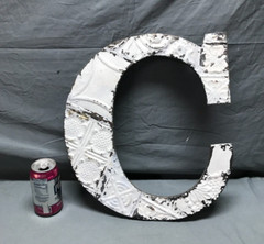 Decorative Salvage Tin Ceiling 16″ Patchwork White Metal VTG Letter C 2023-23B