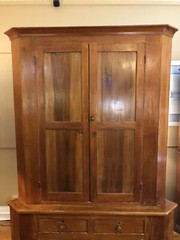 Antique Corner Cupboard Cabinet Blind doors Early Primitive