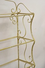Italian Hollywood Regency Iron Rope Tassel Silver Gold 5 Tier Etagere Bookcase