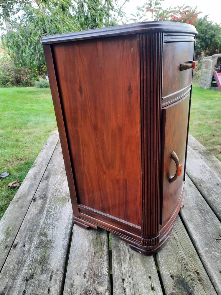 Antique Art Deco Small Wood Cabinet or Nightstand 1930s