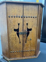 Vintage Oak Wooded Cabinet Possible Tramp Art?perhaps a Humidor Medicine Cabinet