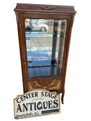62143 Louis XV Inlaid Curio China Cabinet with Plate glass shelves